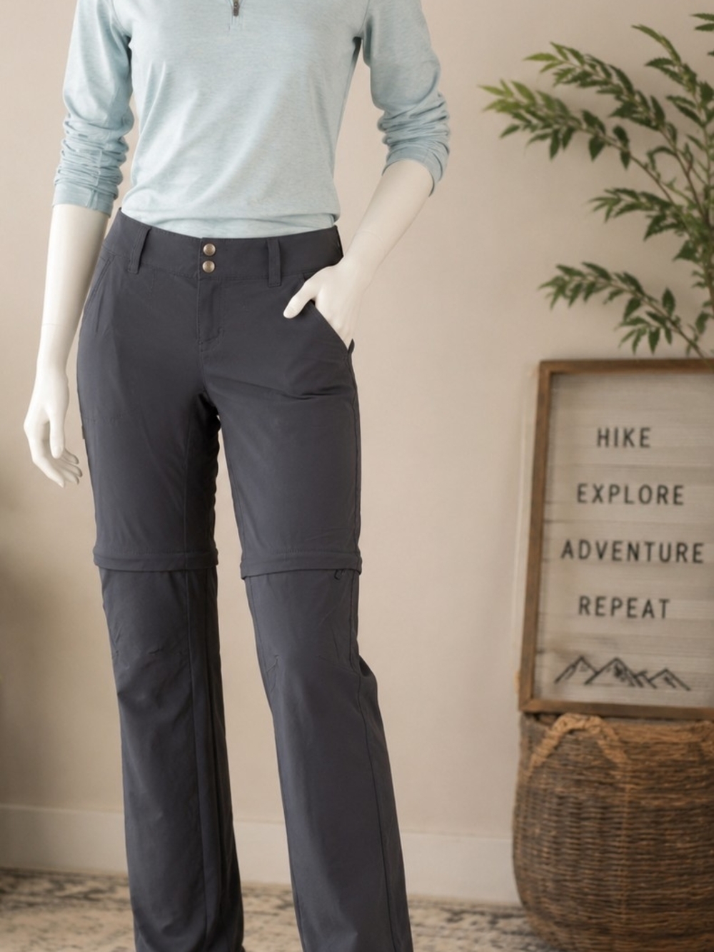 Columbia Women's Dark Gray Convertible Zip-Off Hiking Pants
